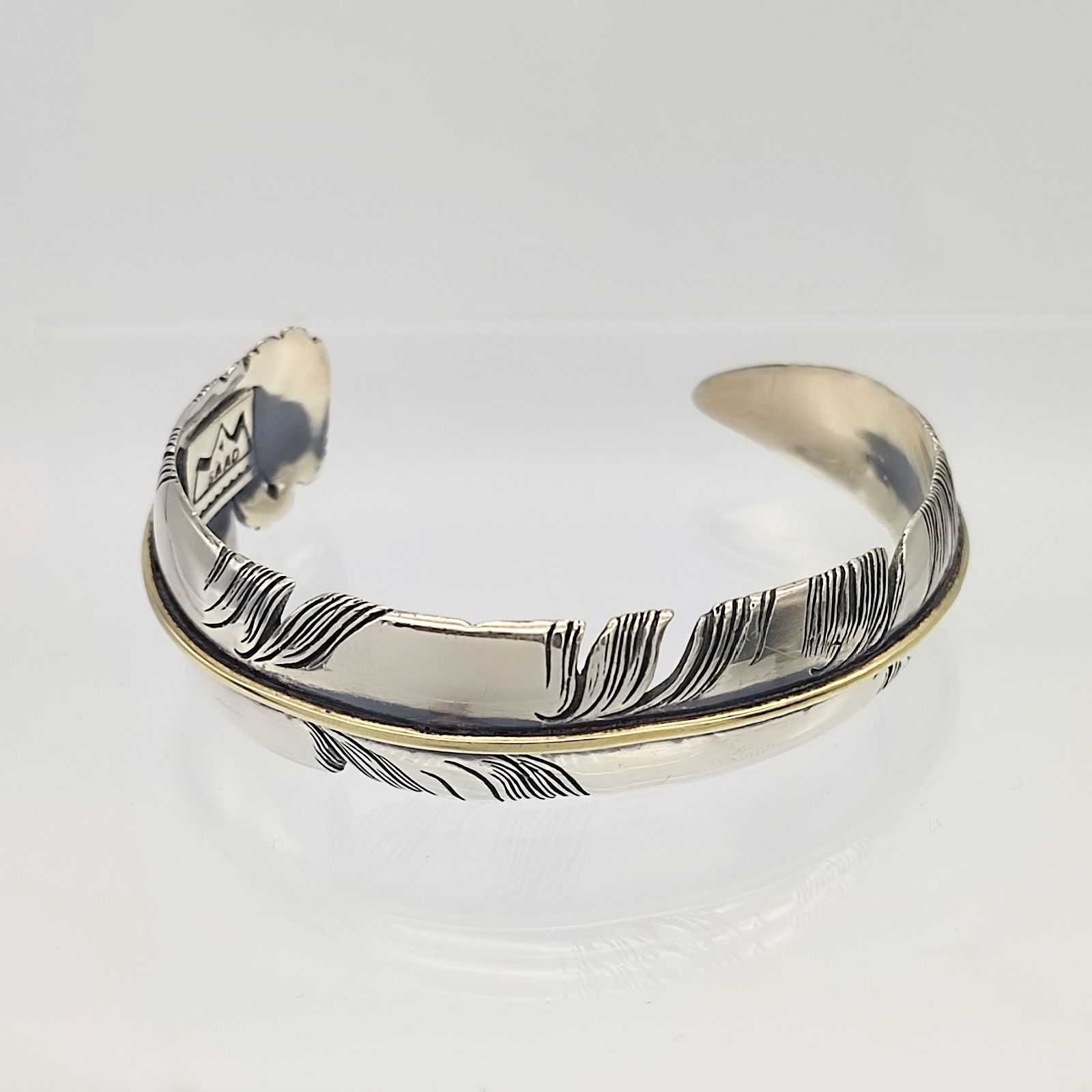 美品】SAAD サード フェザーバングル ブロンズライン SILVER シルバー
