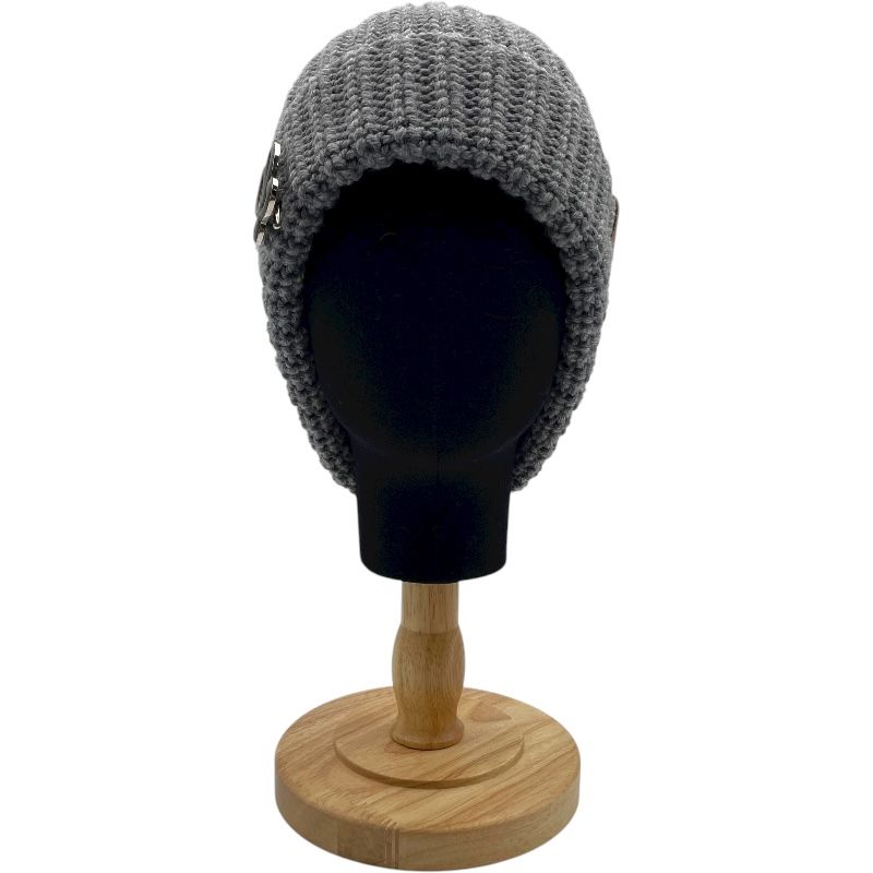 ロエベ LOEWE アナグラムレザーパッチニットキャップ グレー ウール