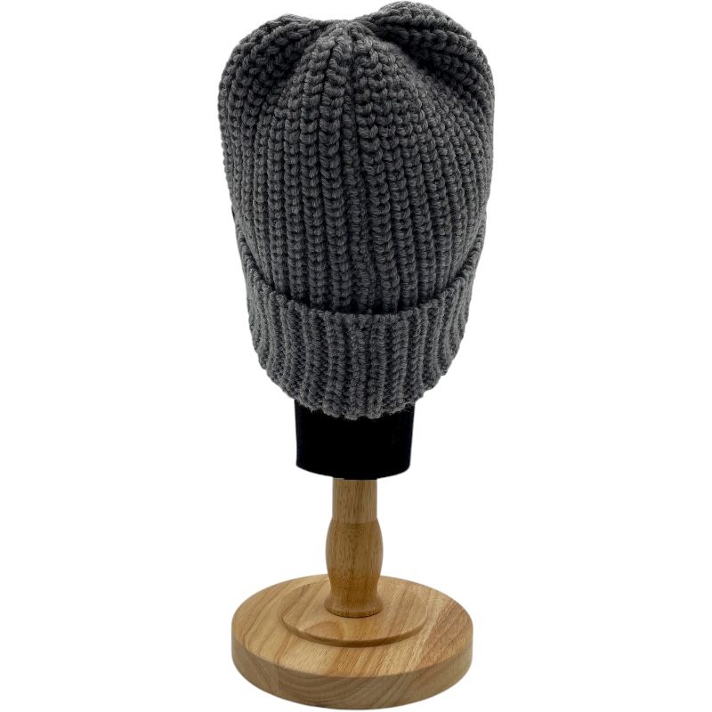 ロエベ LOEWE アナグラムレザーパッチニットキャップ グレー ウール