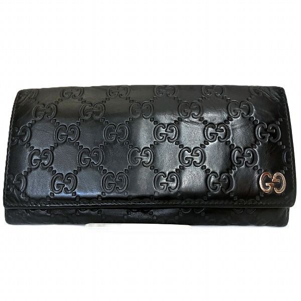Gucci ブラックレザー しま　シマ　長財布 グッチ GUCCI シマ 481727 ブラック 長財布 ショップ 2つ折り財布