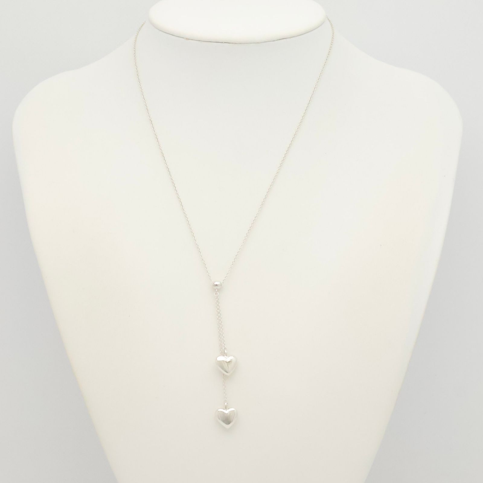 美品】ティファニー TIFFANY&Co. ダブル ドロップ ハート ネックレス