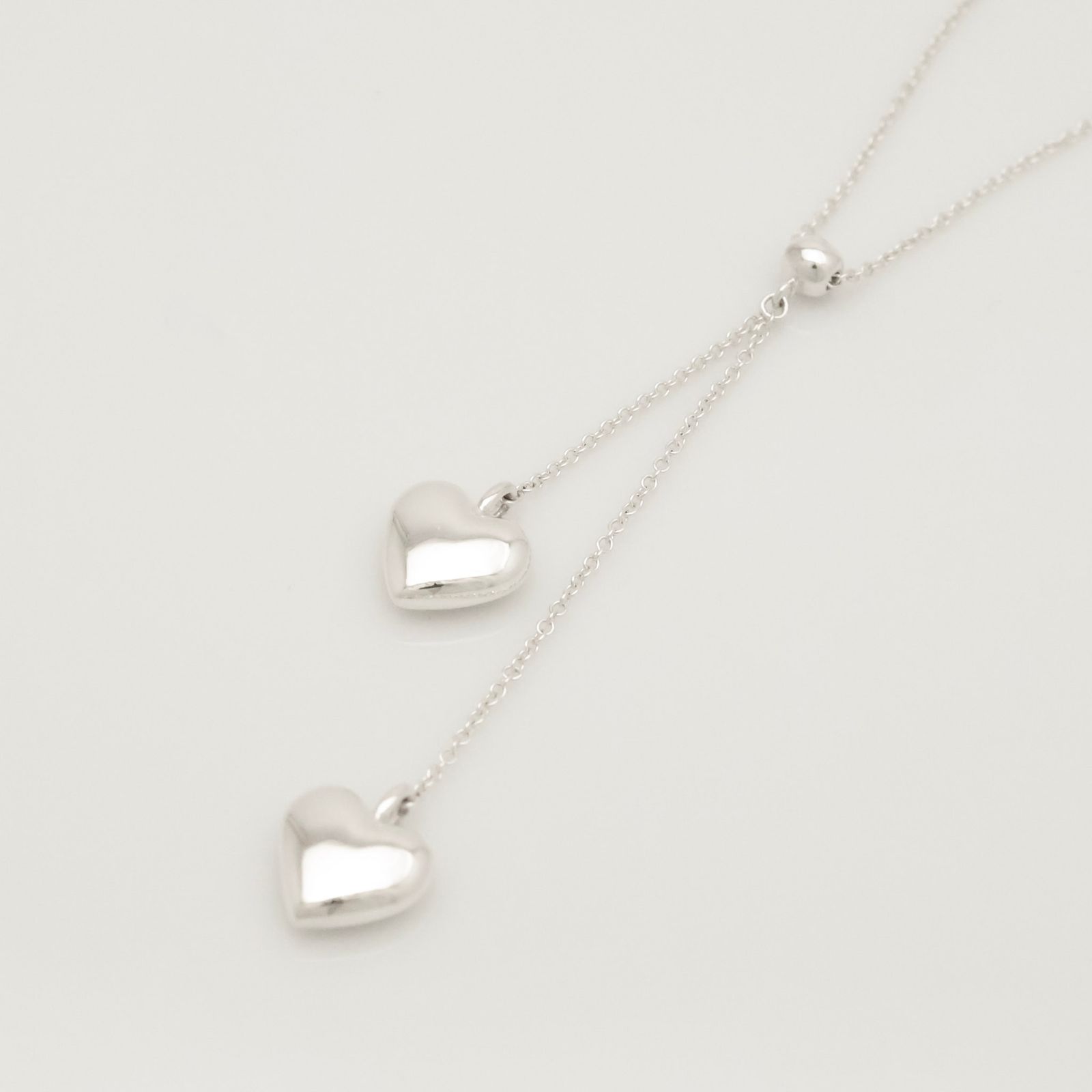 ティファニー　ダブルドロップ　ハート　ネックレス　シルバー　925 A401 美品】ティファニー TIFFANY&Co. ダブル ドロップ ハート ネックレス