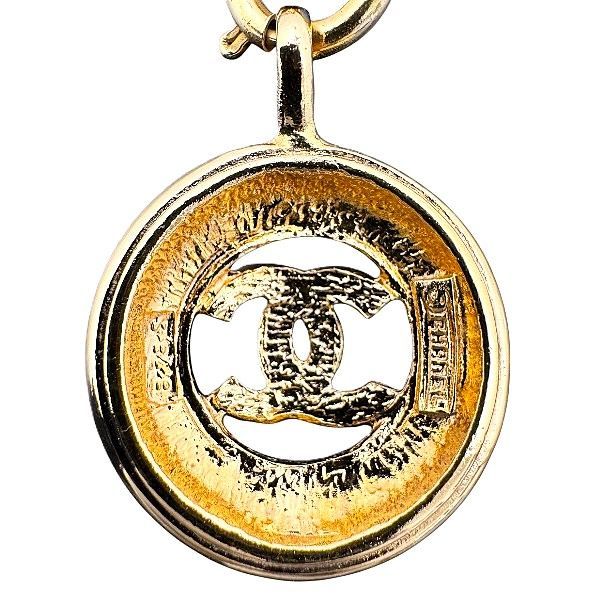 シャネル ココマーク ペンダント ネックレス 3848 ヴィンテージ シャネル(CHANEL) GP ネックレス ココマーク ラウンドサークル コイン