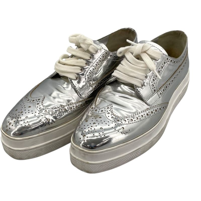 プラダ PRADA ウィングチップ ローカットスニーカー シルバー