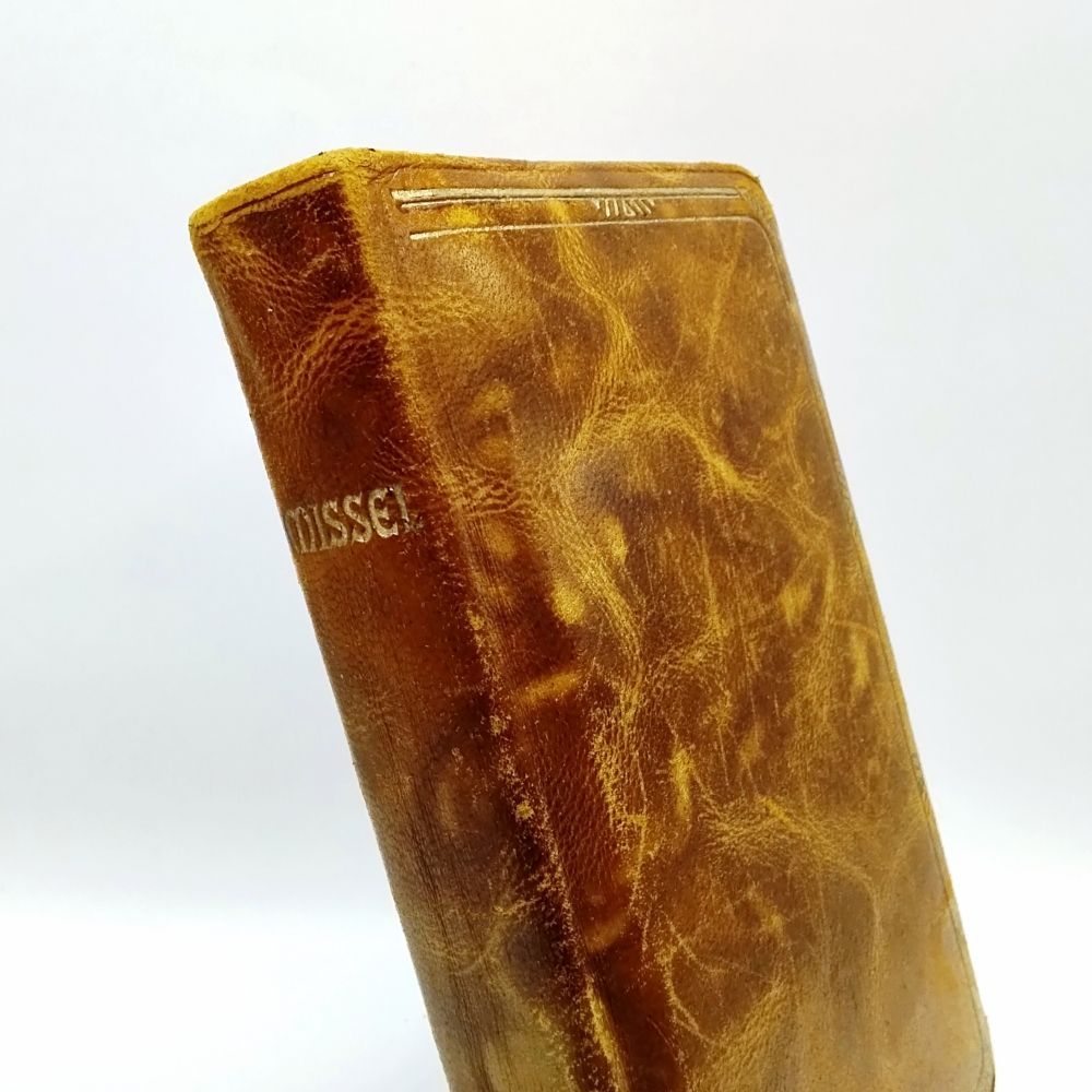 祈祷書 ベルギー アンティーク ヴィンテージ 革装 挿画入り メダル