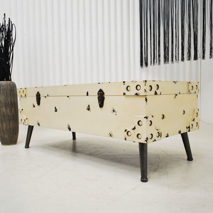 アウトレット 現品限り 一部 大 インダストリアル調 リビングテーブル トランク風 収納付 インテリア 230421-18 ca 300