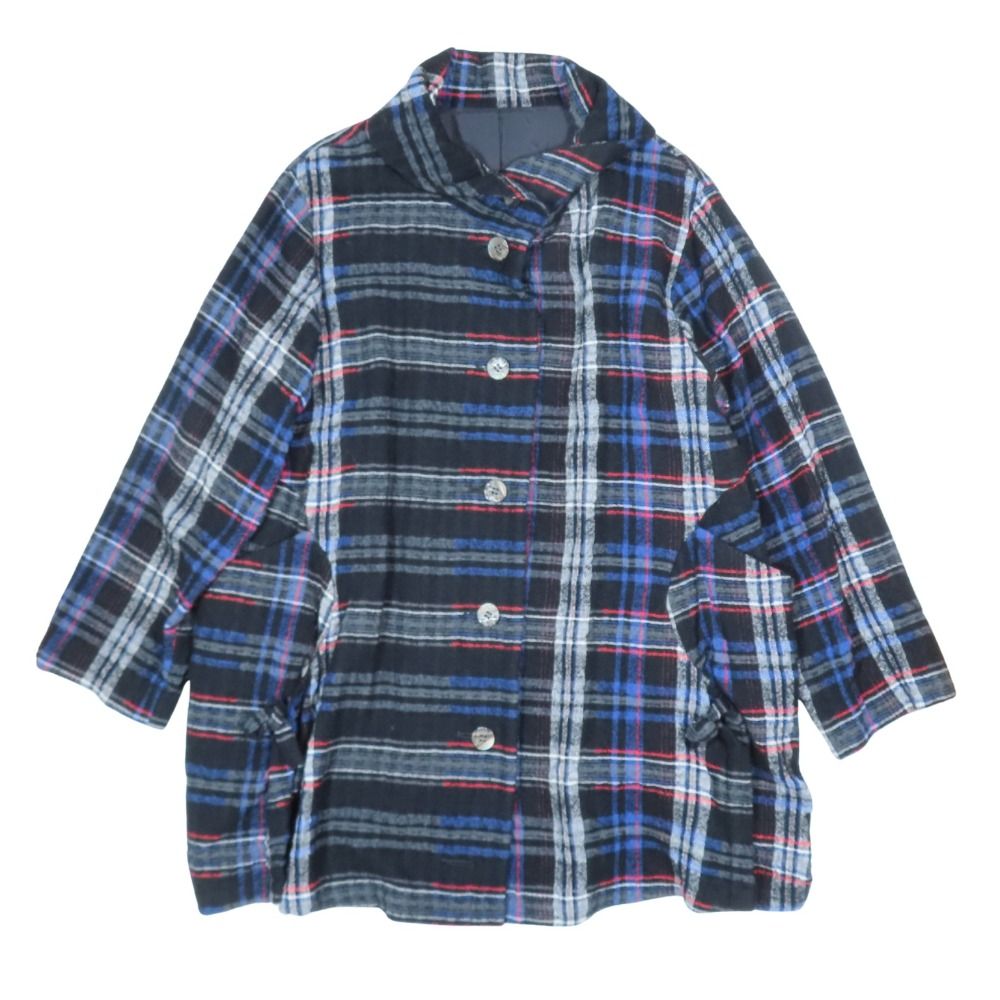 慈雨 センソユニコ 2024年モデル ダブルカットタータン ジャケット 美品 慈雨 ジウ センソユニコ ウール オーバーサイズ コート ギャザー