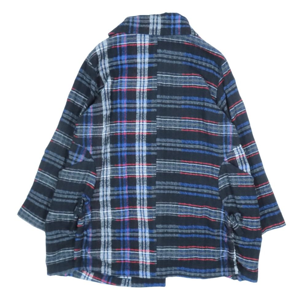 【美品】慈雨　アシメ　ウールコート　ギャザー　チェック柄　センソユニコ 美品】慈雨 アシメ ウールコート ギャザー チェック柄 センソユニコ