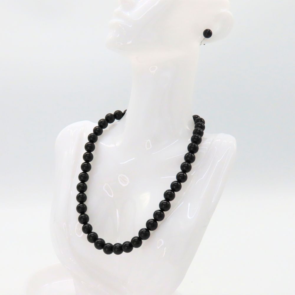 中古】 JET ジェット SV金具ネックレス K14WGイヤリング セット 天然