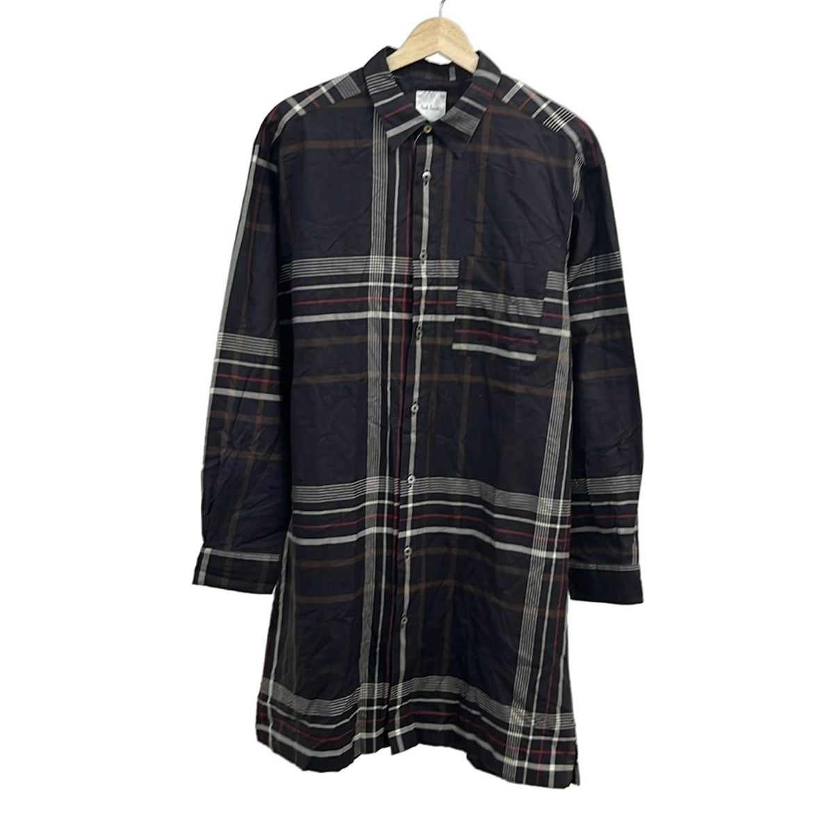 ポールスミス ワンピース サイズLARGE L レディース - 黒×ブラウン×マルチ レギュラー 長袖 ひざ丈 チェック柄 シャツワンピ