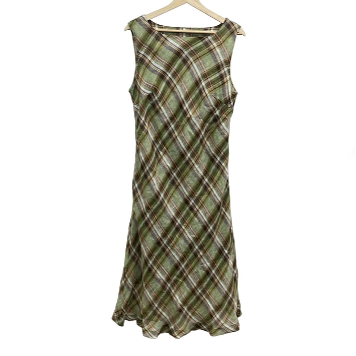 DAMAcollection ダーマ ワンピース サイズ15 AR L レディース ライトグリーン ブラウン マルチ