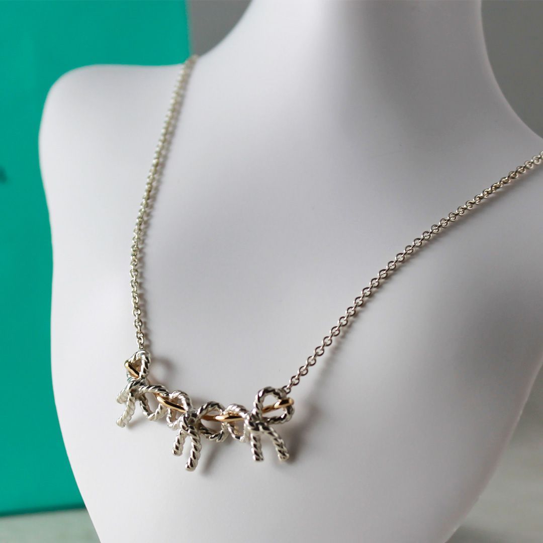 SA143 TIFFANY ティファニー トリプル ツイスト リボン ネックレス 美