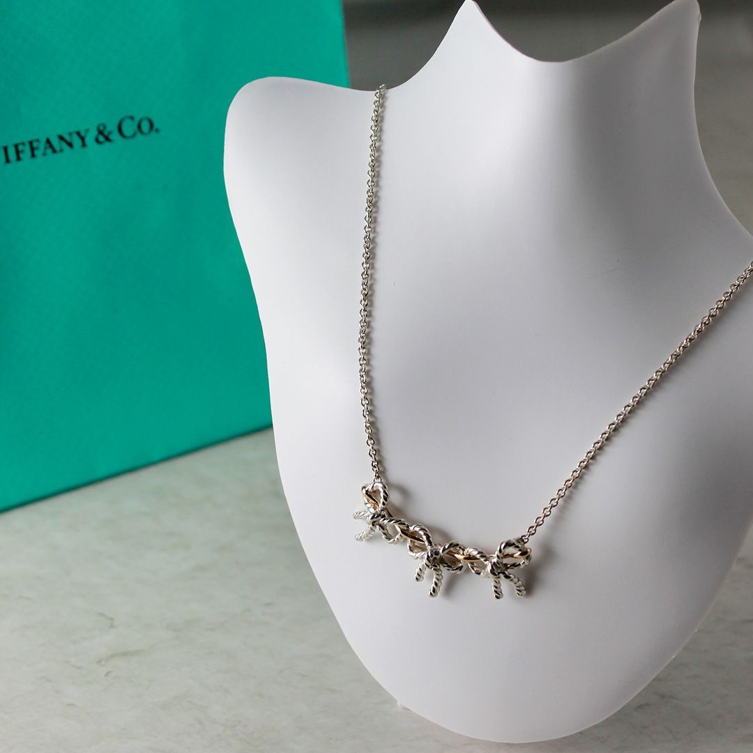 SA143 TIFFANY ティファニー トリプル ツイスト リボン ネックレス 美