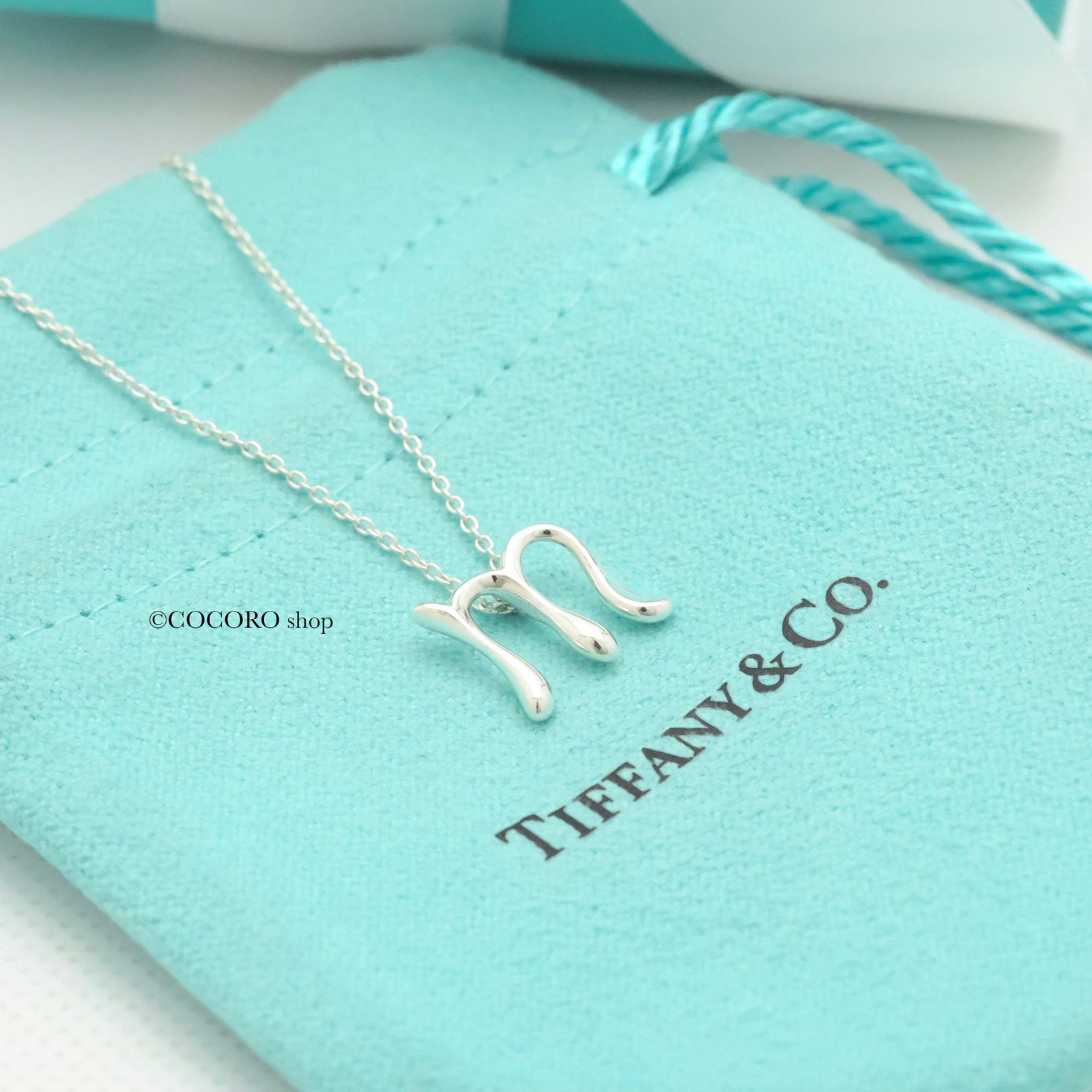 ティファニー TIFFANY エルサペレッティ イニシャル M ネックレス 美品】ティファニー TIFFANY&Co. レター イニシャル M エルサ
