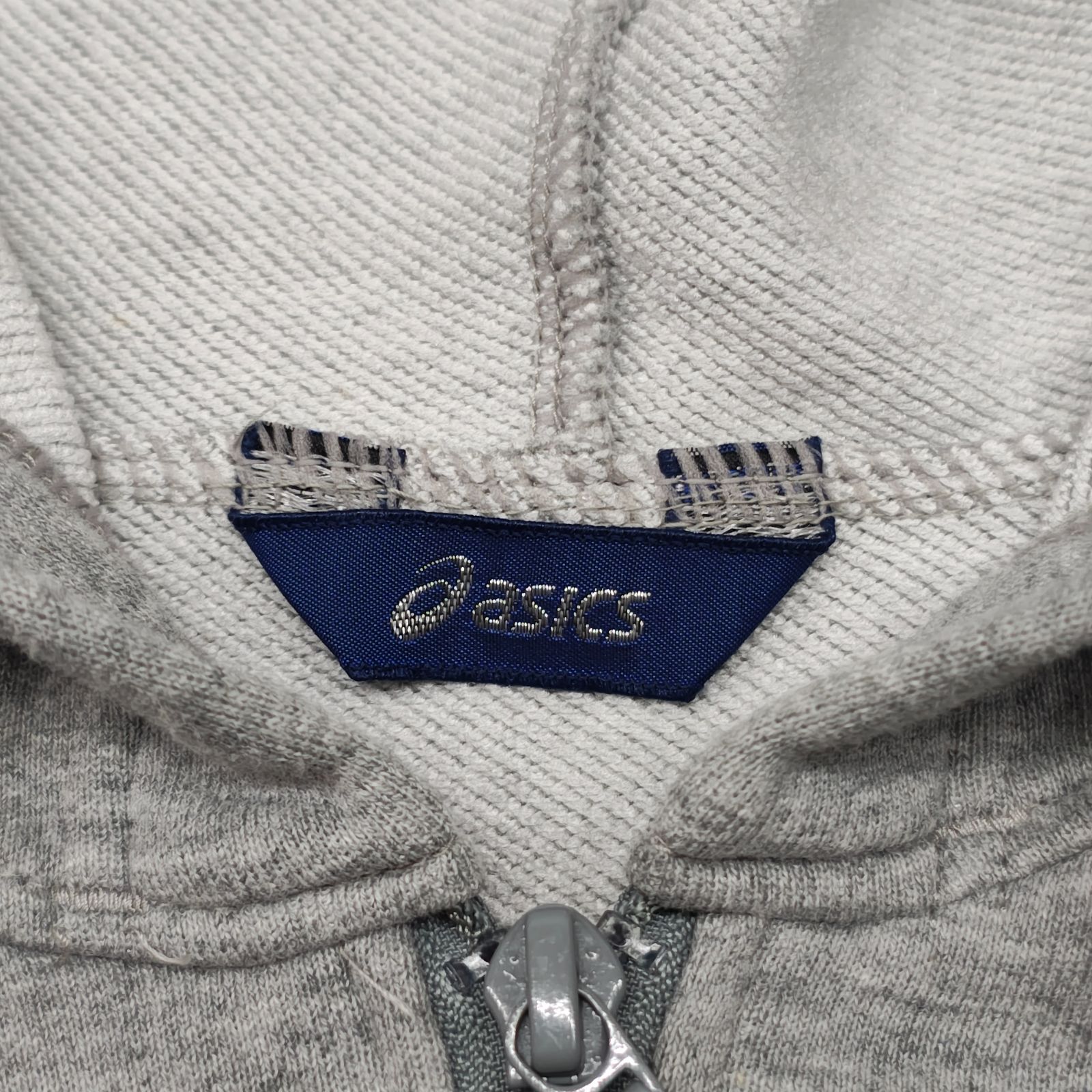 ASICS ジップパーカー Lサイズ グレー ロゴ刺繍 アシックス ジップ