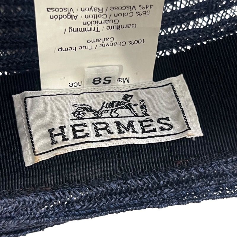 エルメス HERMES ストローハット ネイビー コットン メンズ その他