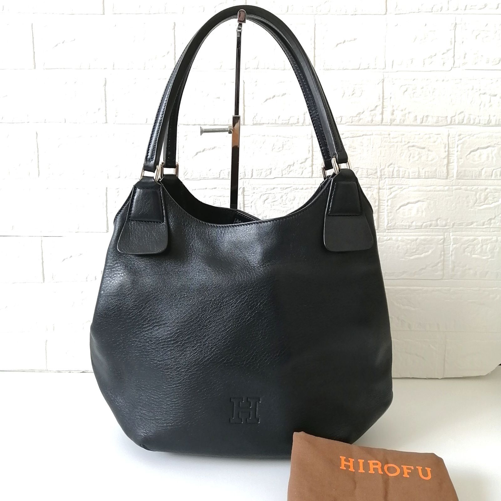 美品 ヒロフ HIROFU ワンショルダーバッグ ハンドバッグ ネイビー 199 