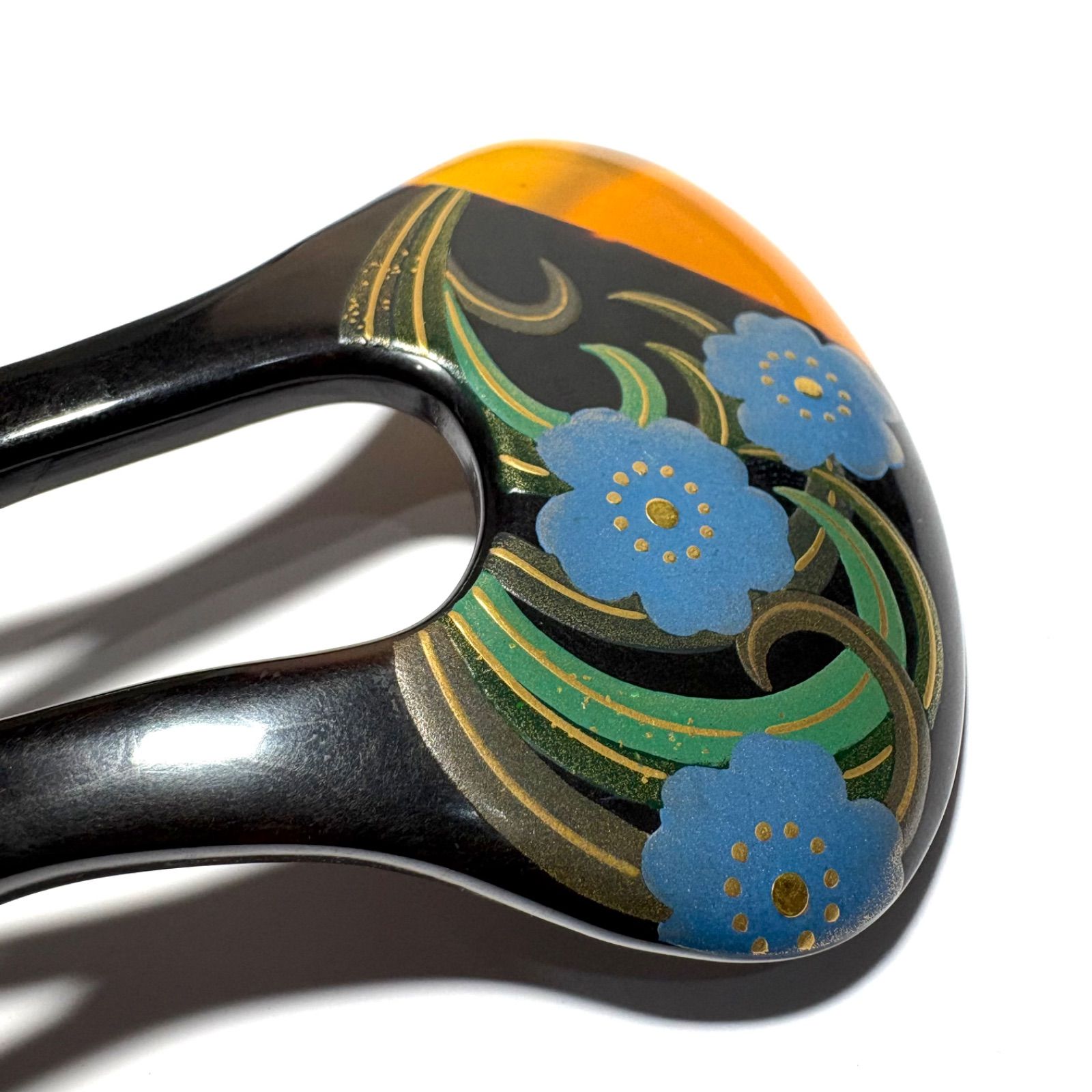 本鼈甲製 青花蒔絵が美しい上品かんざし 12.6 cm｜和装髪飾り