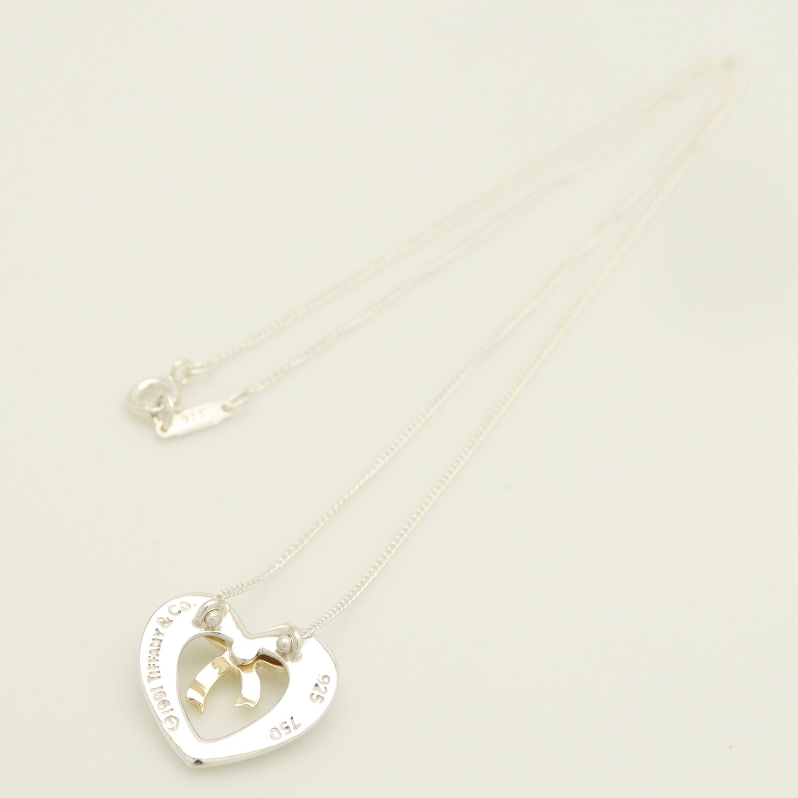 美品】ティファニー TIFFANY&Co. ハート リボン コンビ ネックレス