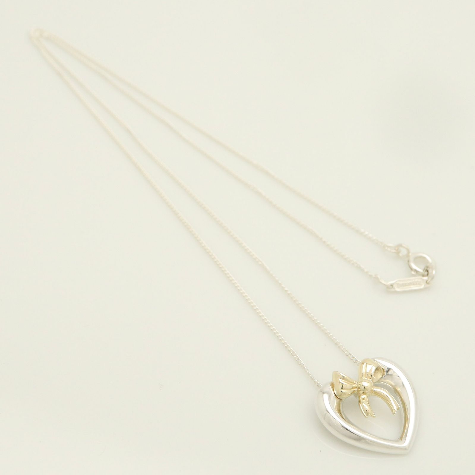 美品】ティファニー TIFFANY&Co. ハート リボン コンビ ネックレス