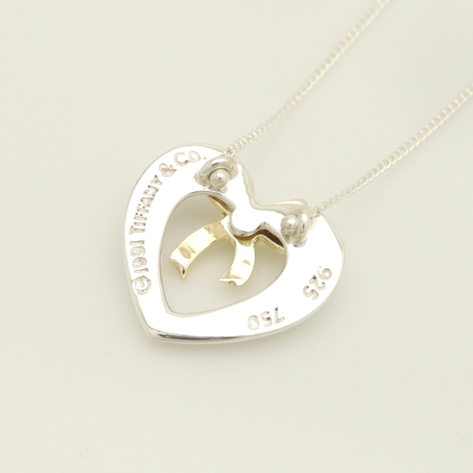 美品】ティファニー TIFFANY&Co. ハート リボン コンビ ネックレス