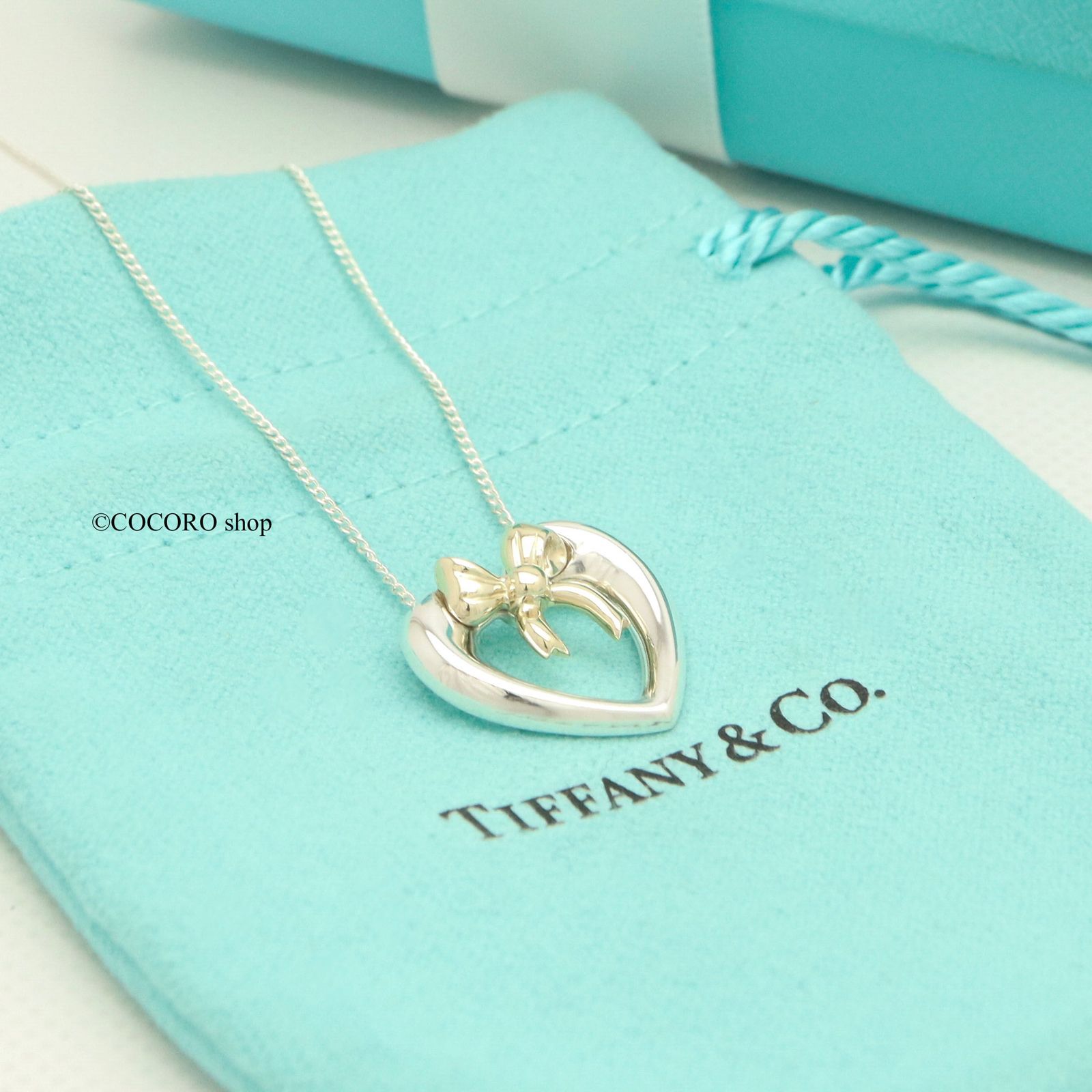 美品】ティファニー TIFFANY&Co. ハート リボン コンビ ネックレス