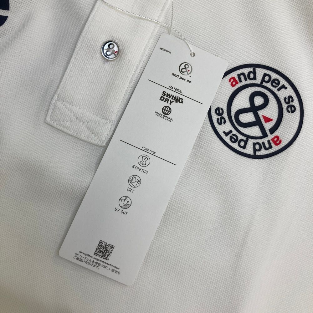 サイズ：M AND PER SE アンパスィ AMS9704V1 2024年モデル 半袖ポロシャツ ホワイト系 [240101581785] ゴルフウェア メンズ ストスト