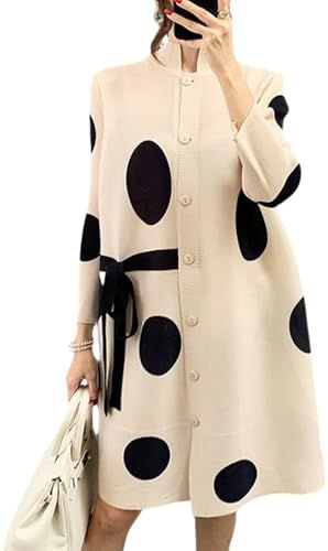 ニーマンバイ ドット柄 ワンピース レディース エレガント 水玉 プリーツワンピ 羽織り パーティー ロング カーディガン ロングワンピース 20代 30代 40代 50代 大きいサイズ 着痩せ おしゃれ かわいい きれいめ ロング丈 チュニック