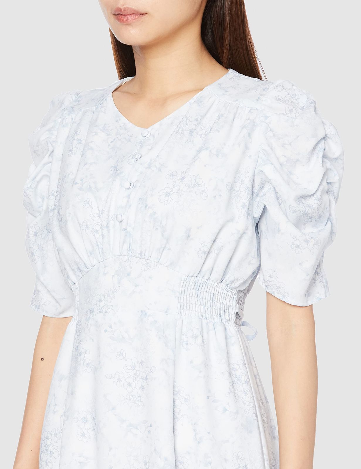 レッセパッセ カジュアルドレス ｻｸﾗﾌﾟﾘﾝﾄﾌﾟﾘｰﾂﾜﾝﾋﾟｰｽ レディース ﾊﾟｳﾀﾞｰﾌﾞﾙｰ