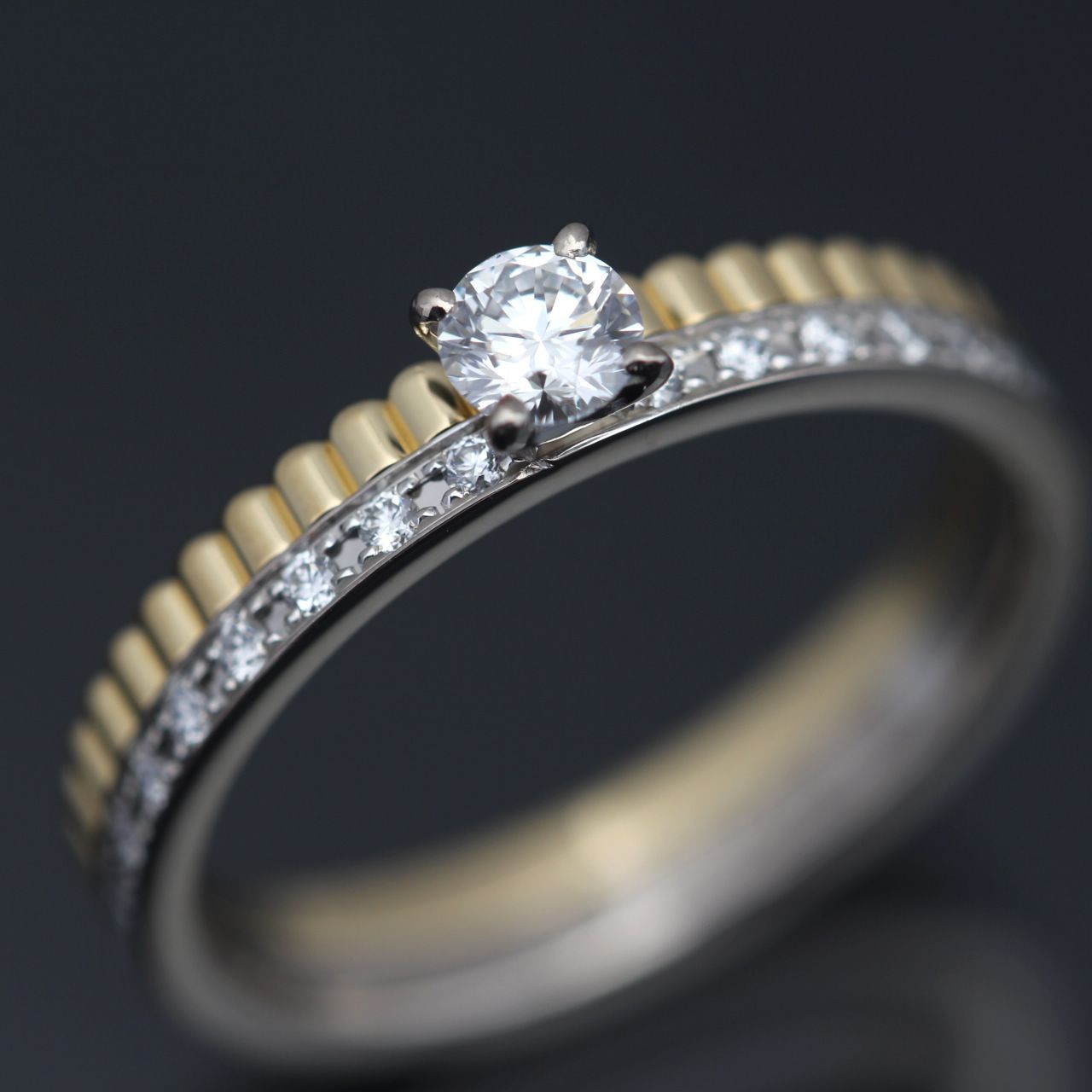 極美品 ブシュロン キャトル ラディアント ダイヤ 0.2ct リング YG #54