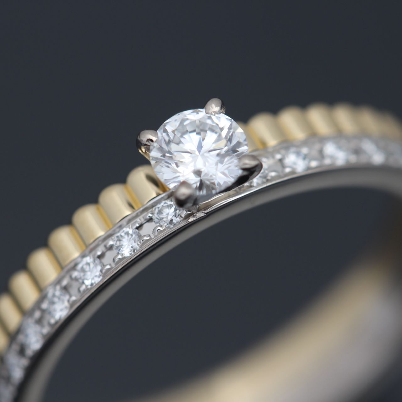 極美品 ブシュロン キャトル ラディアント ダイヤ 0.2ct リング YG #54 