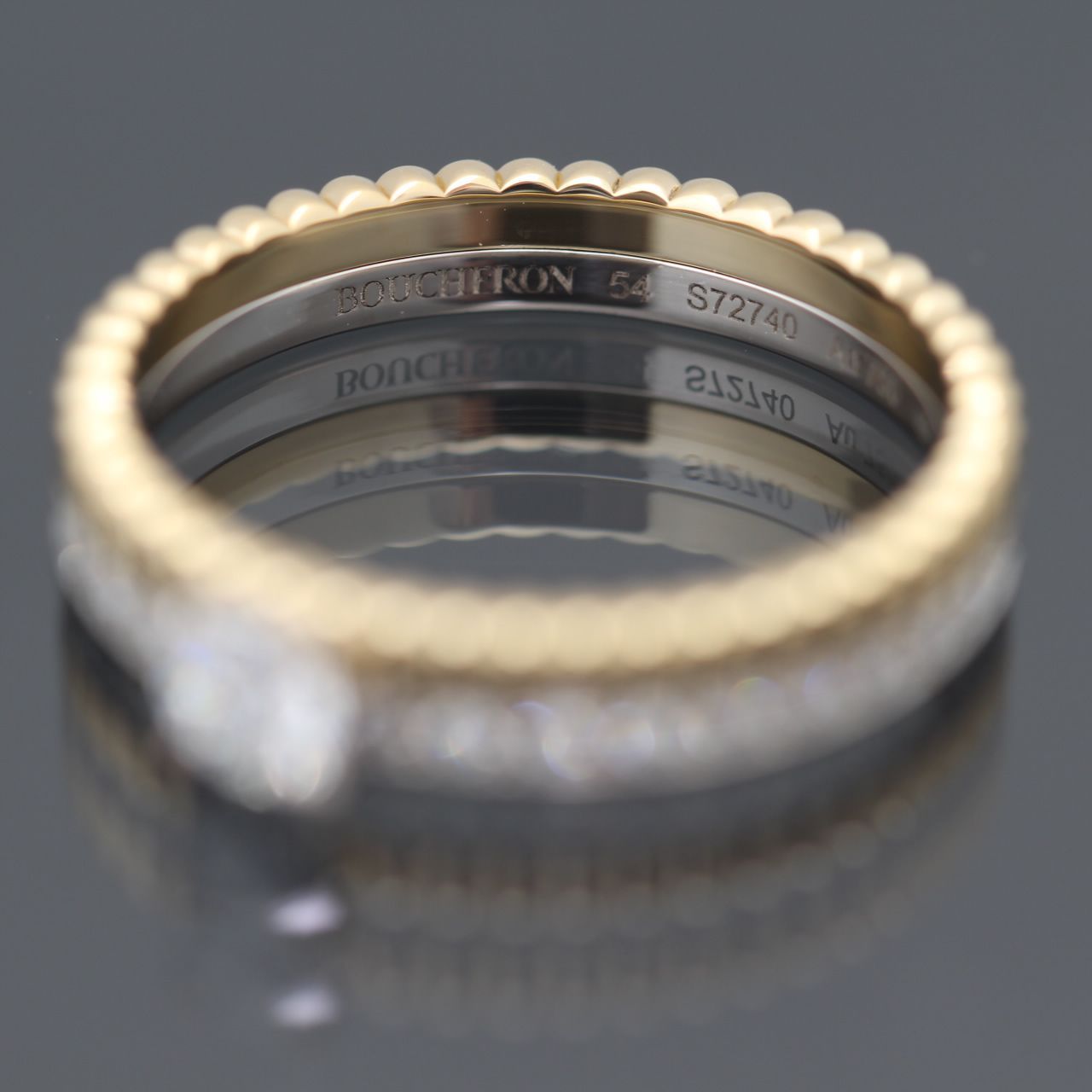 極美品 ブシュロン キャトル ラディアント ダイヤ 0.2ct リング YG #54 