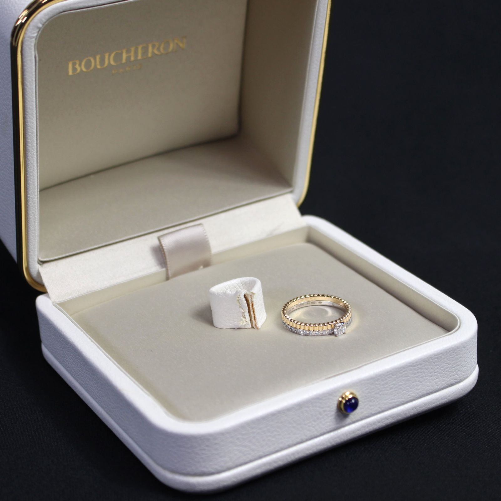 極美品 ブシュロン キャトル ラディアント ダイヤ 0.2ct リング YG #54 