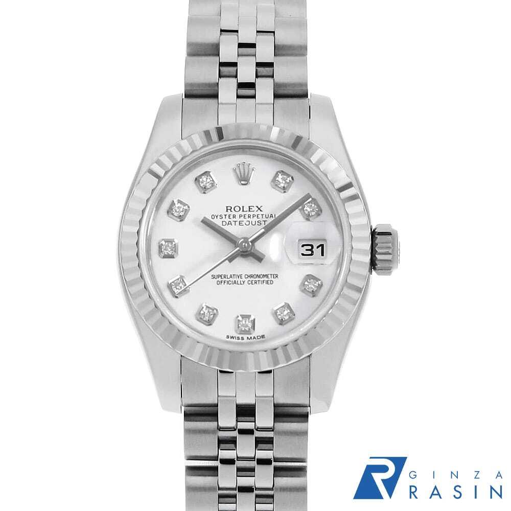ロレックス デイトジャスト 10Pダイヤ 179174G ホワイト ランダム番 中古 レディース