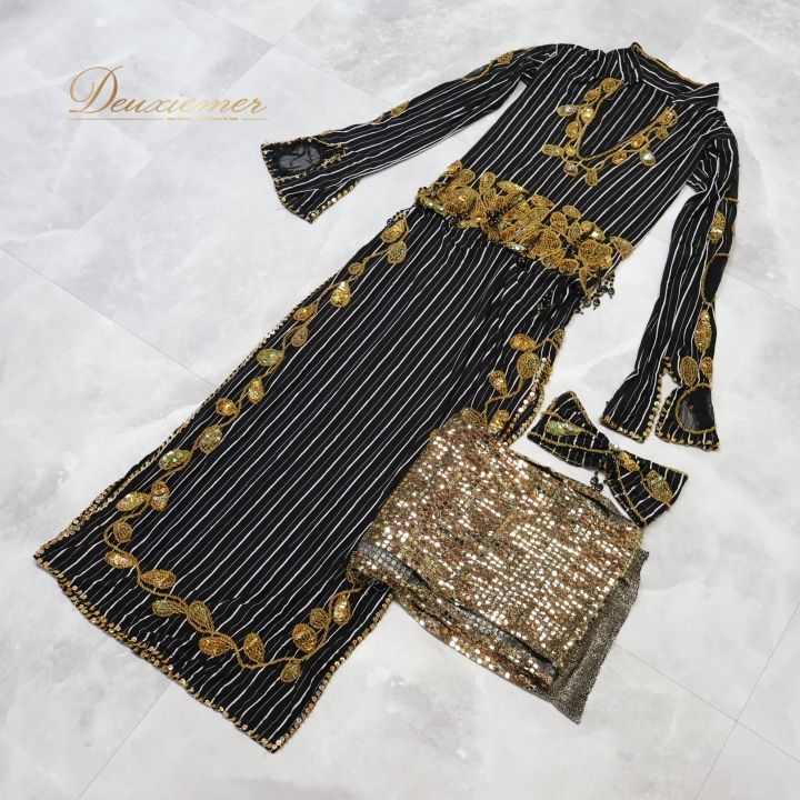 ベリーダンス 衣装 サイーディドレス ブラック系 ワンピース ドレス