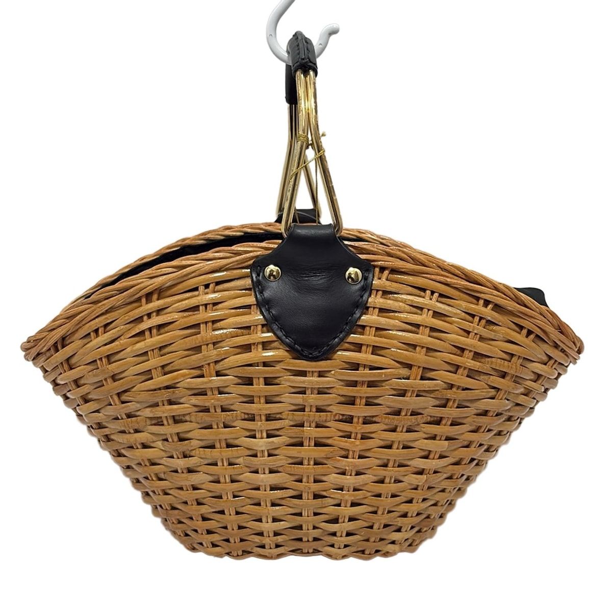 VIOLAd ORO ヴィオラドーロ ハンドバッグ - ライトブラウン×黒 かごバッグ コットン