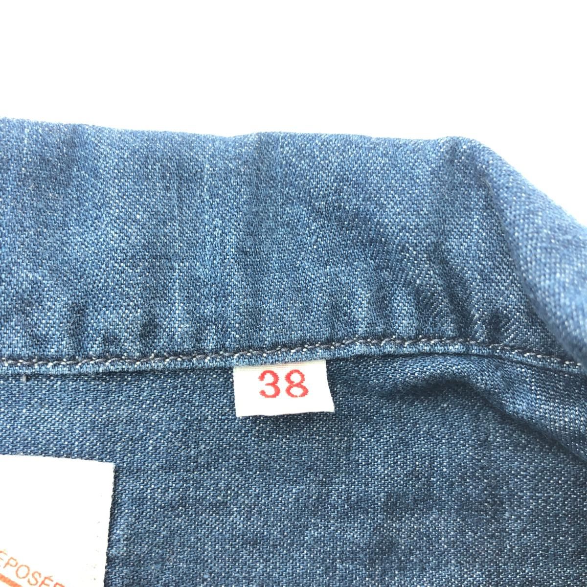 Danton ダントン ショート丈半袖デニムシャツ サイズ:38 ブルー 