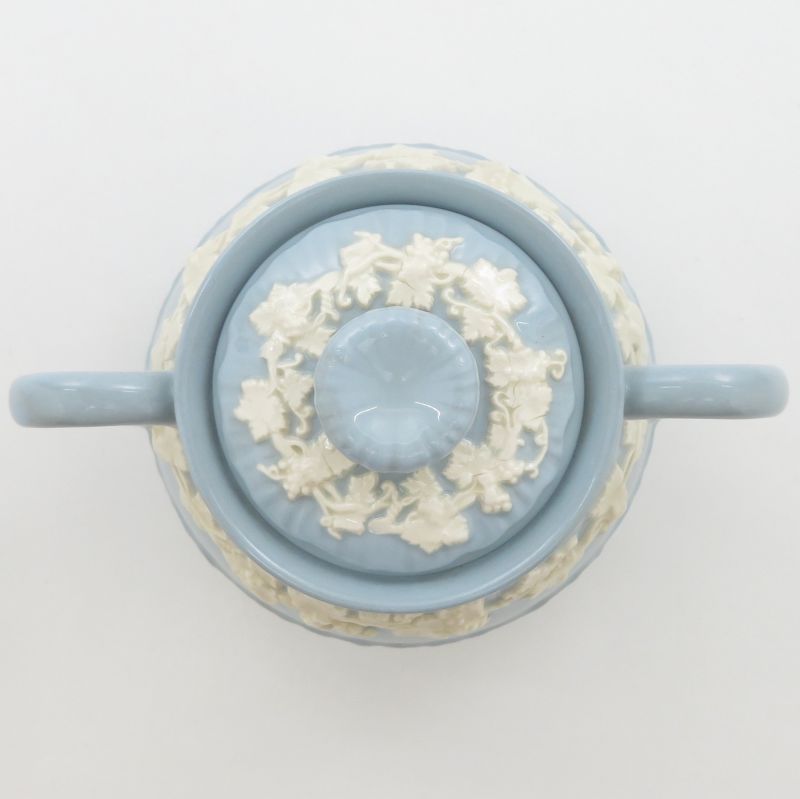 ウェッジウッド ポット□クイーンズウェア クリームonラベンダー