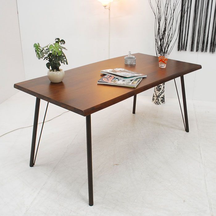 アウトレット 現品限り 一部 大 カフェ風モダンダイニングテーブル １５０幅 ウォールナット 210412 リデール150 dt