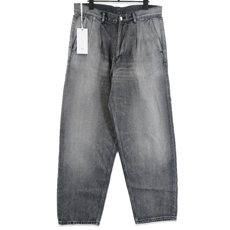 Graphpaper グラフペーパー Selvage Denim Two Tuck Tapered Pants GU 253 40060 LB 25 AW BLACK LIGHT FADE 2