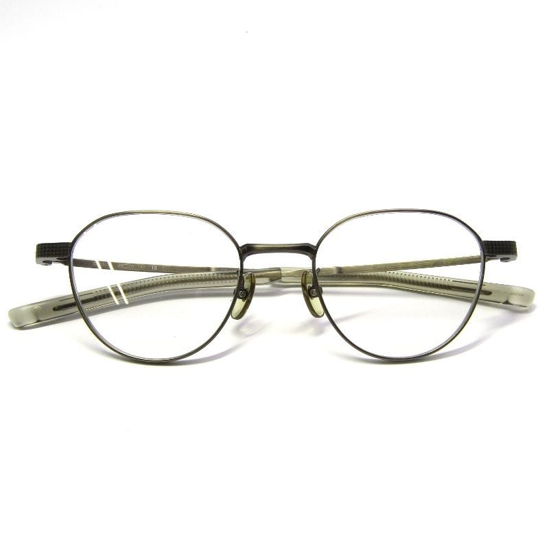 未使用 999.9 フォーナインズ メガネフレーム S-691T 日本製 クラウンパント メタル 25周年刻印 13 アンティークベージュ 65009180