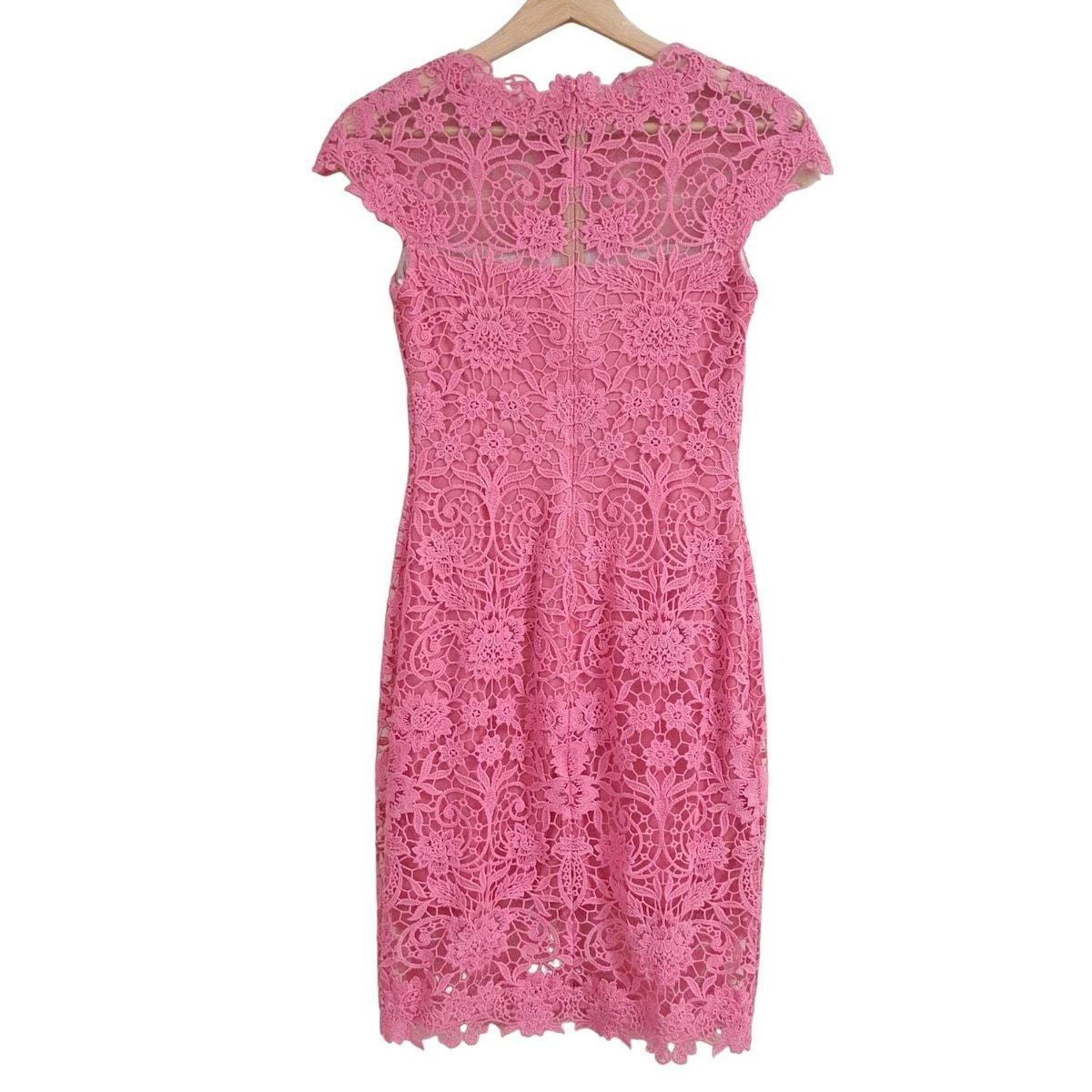 タダシショージ ワンピース サイズ0 XS レディース ピンク 半袖 ひざ丈 レース