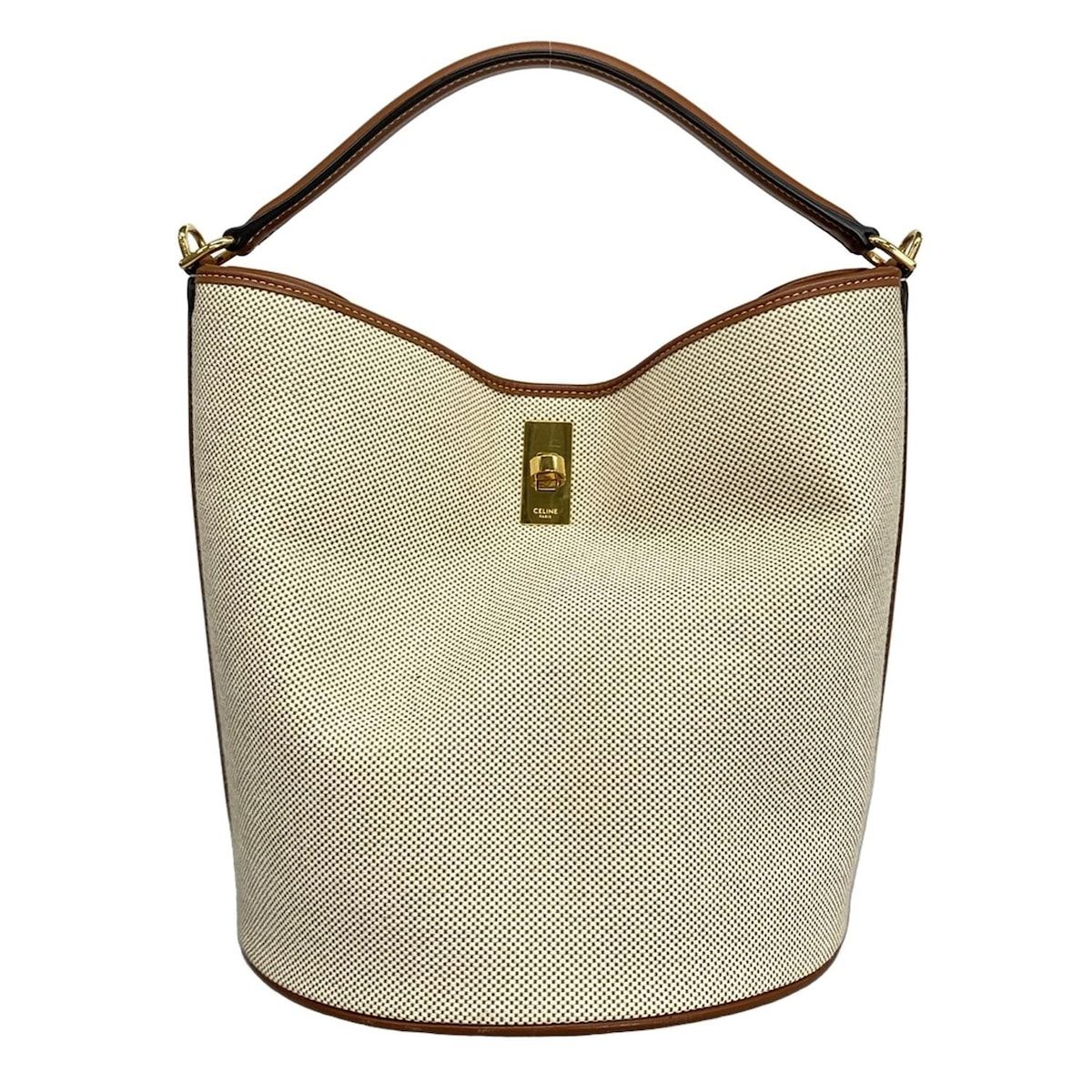 CELINE セリーヌ ハンドバッグ 16バケットバッグ アイボリー ブラウン