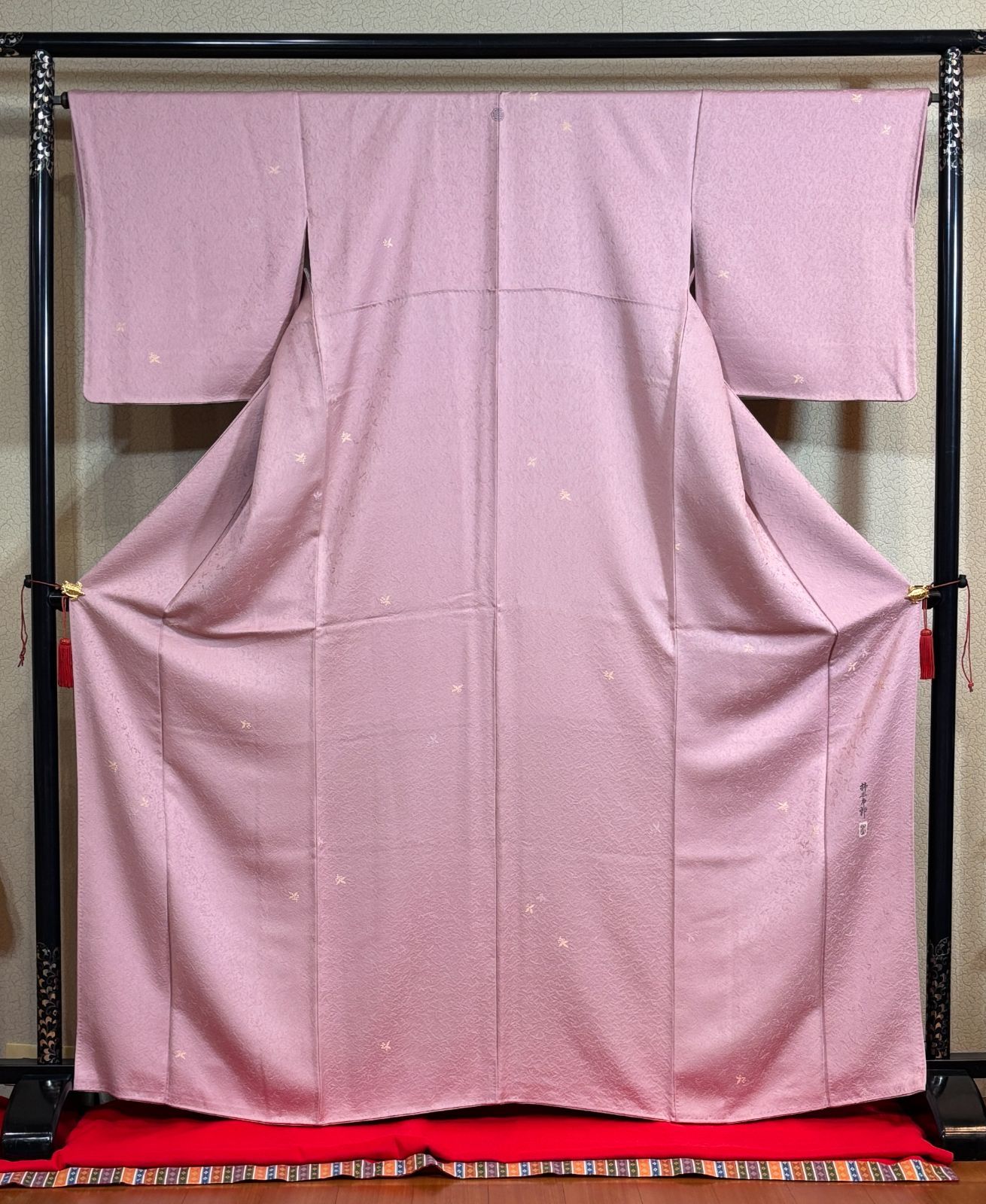 きもの蔵 加賀友禅 柿本市郎工房 刺繍入 無地袷きもの 未着用