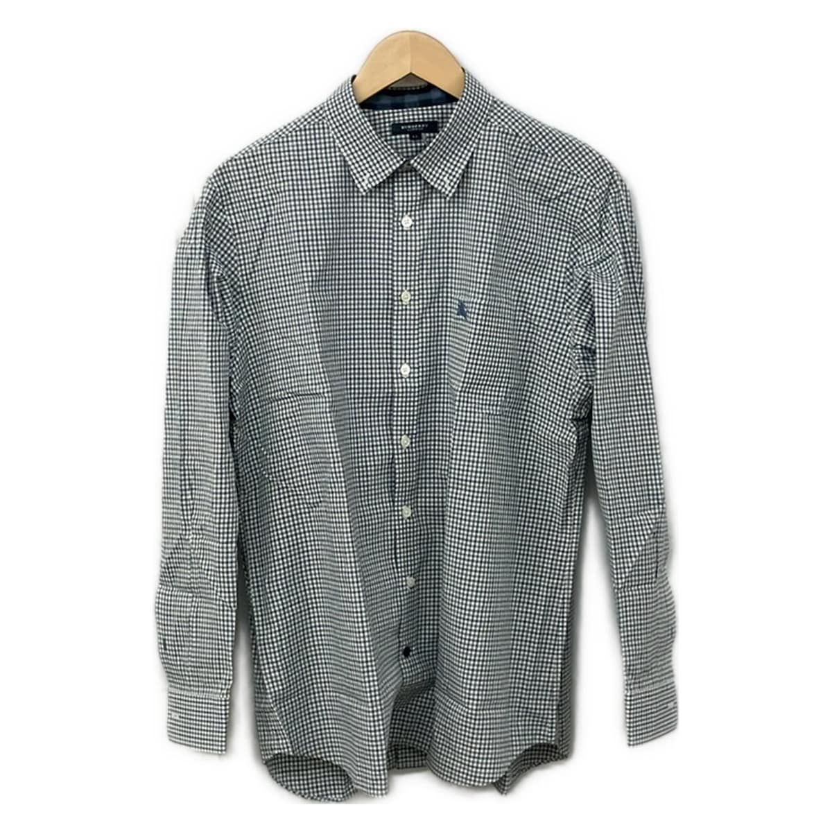 Burberry LONDON バーバリーロンドン 長袖シャツ サイズＬＬ XL メンズ 白 ブルー グレー チェック柄