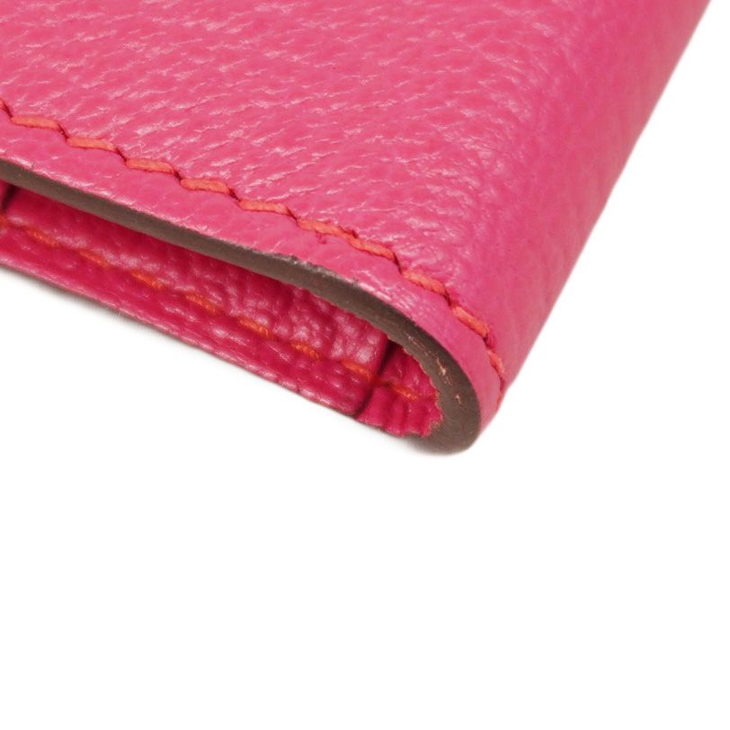  5 pa 0149 h エルメス 三つ折り財布 ケリーウォレットコンパクト シェブルミゾル ローズディリアン シルバー金具 L刻印 レディース 三つ折り財布 折り財布