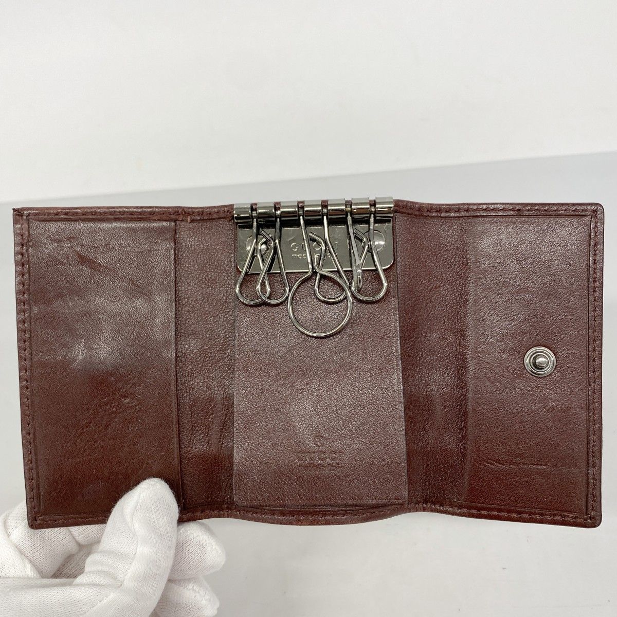 5pa0276】グッチ キーケース グッチシマ 138077 レザー ボルドー