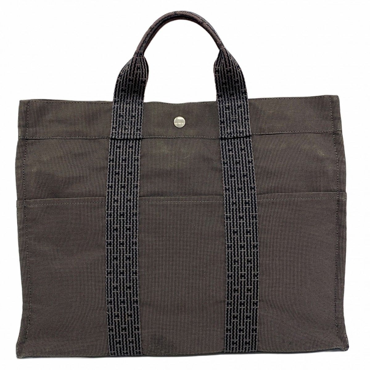 ★SALE【5pa0330】エルメス トートバッグ エールラインMM キャンバス グレー シルバー金具【中古】レディース 5pa0330】エルメス トートバッグ エールラインMM キャンバス グレー