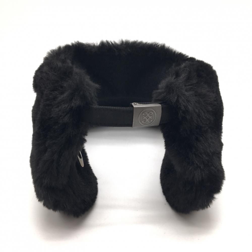 美品】ジーフォア ボアサンバイザー 黒 耳当て付き ロゴ刺しゅう 1098