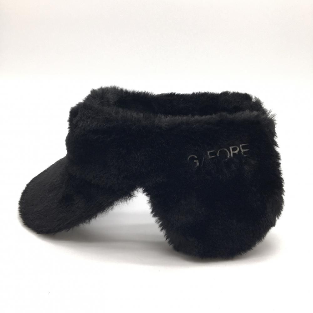 美品】ジーフォア ボアサンバイザー 黒 耳当て付き ロゴ刺しゅう 1098